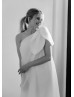 One Shoulder Ivory Organza Romantic Wedding Dress